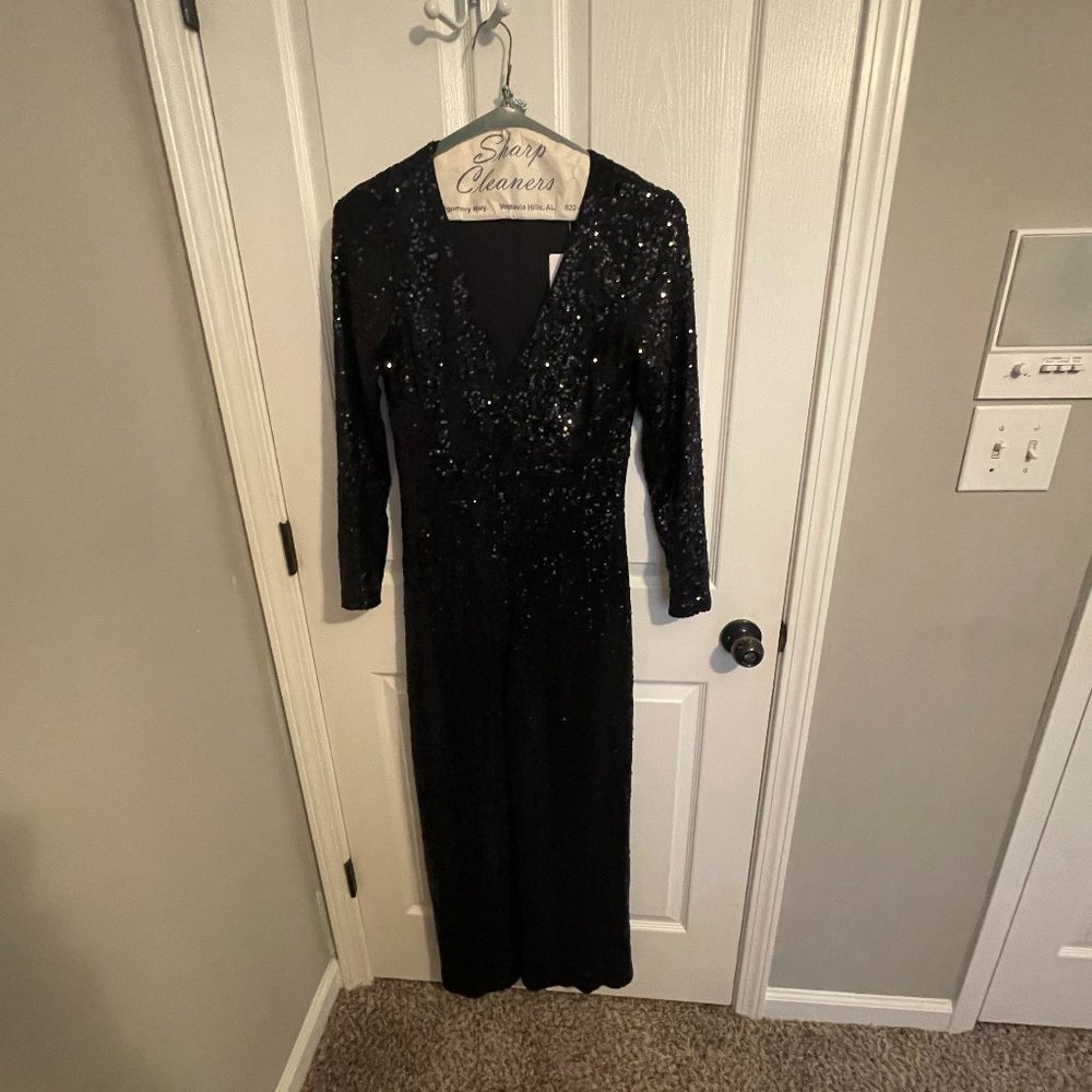 Black Sequin Bagdley Misha Jumpsuit